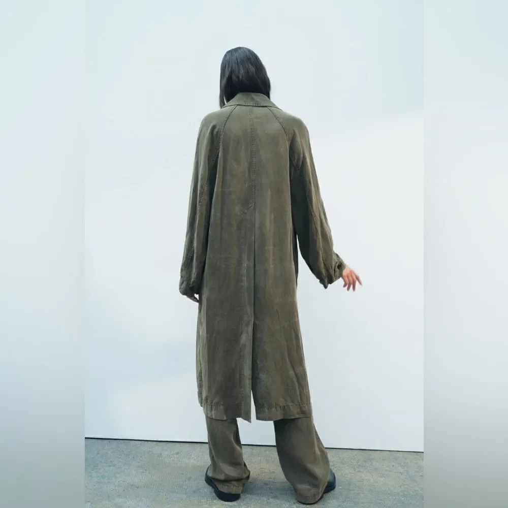 ZARA ZW COLLECTION WASHED LYOCELL TRENCH - Picture 14 of 16